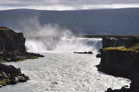 冰岛，Godafoss，瀑布，自然