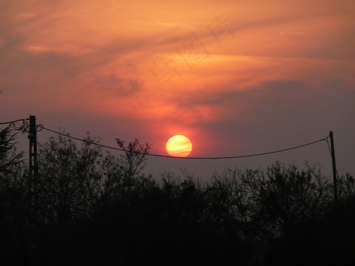 日落，天空，云团，户外，风景秀丽，宁静