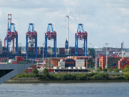 汉堡，阿尔托纳，港口，起重机，易北河