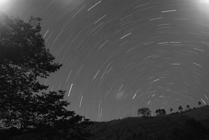 夜，天空，黑暗，晚上，剪影，星星