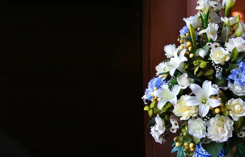 花束，开花，背景，花的，白，装饰