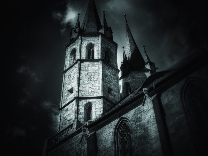 教堂，黑暗，在晚上，黑暗，光，建筑物