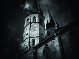 教堂，黑暗，在晚上，黑暗，光，建筑物