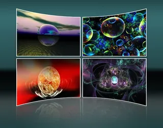 拼贴画，蒙太奇，球体，颜色，地球仪，圆，设计