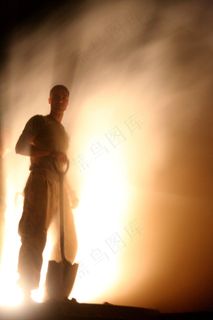 男子，工作，铲，建筑，施工，灰尘