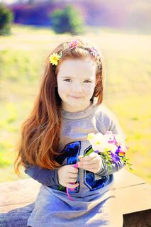 春天，红头发，鲜花，夏天，儿童