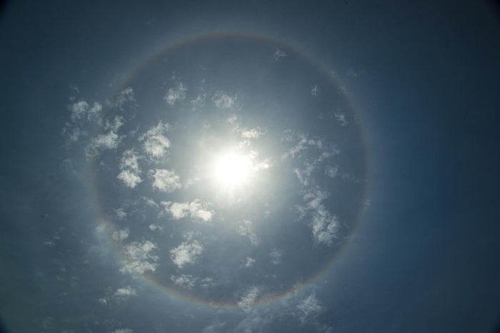 光环，太阳狗，太阳，天空，圆，云团，夏天，天堂