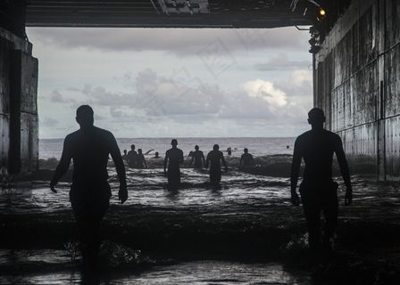 游泳，水上，娱乐，休闲，游泳者，剪影