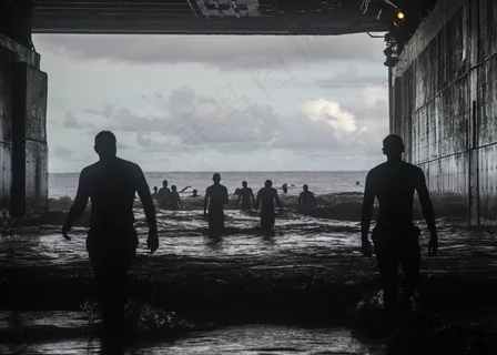 游泳，水上，娱乐，休闲，游泳者，剪影