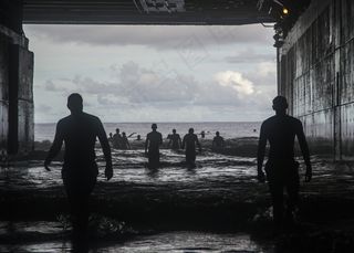 游泳，水上，娱乐，休闲，游泳者，剪影