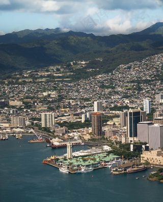 夏威夷，瓦胡岛，鸟瞰图，城市，海滩，夏威夷海滩