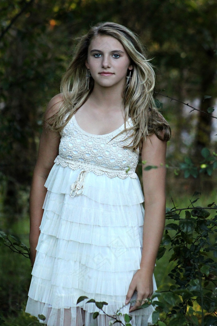 女孩，金发，年轻，头发，女性，肖像，户外