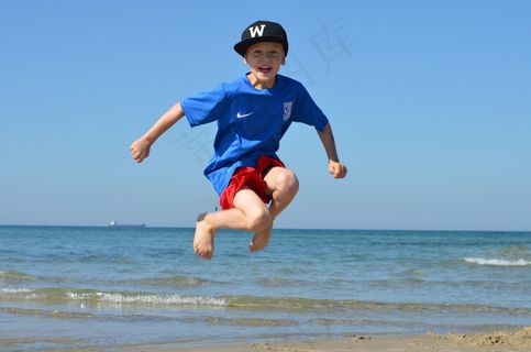 海，男孩，海滩，儿童，夏天，假期，体育