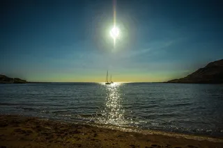 查普曼的游泳池，多塞特郡，侏罗纪海岸，日落，海洋