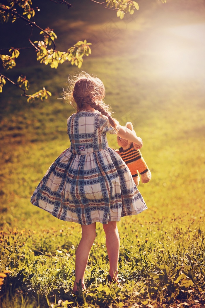 人，人类，儿童，女孩，裙子，泰迪熊，泰迪熊