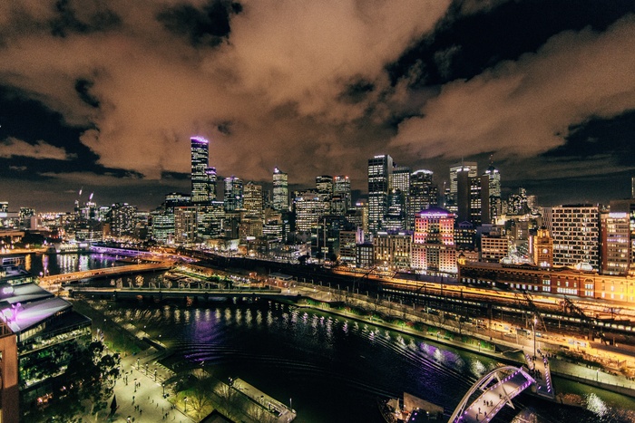 城市景观，夜，建筑物，大都市，天际线
