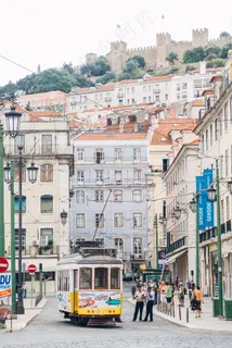 街道,轿车,建筑,简笔画,居民楼,在葡萄牙里斯本的电车