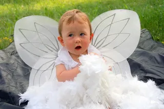 蹒跚学步，天使，翅膀，白，儿童