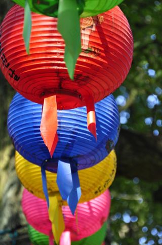 多彩，Lampion，红色，蓝色，黄色，颜色