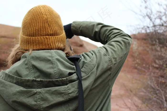 相机，拍照，帽子，黄色，特写，照片