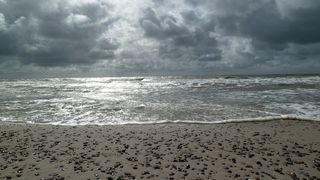 海，丹麦，北海，海滩，水，波，云