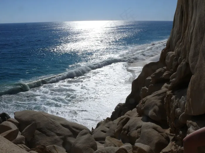 墨西哥，卡波圣卢卡斯，海洋，岩石，水，太阳