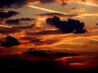 日落，天空，暮光之城，红色，太阳，云