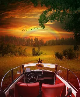 甲虫，大众，经典，景观，日落，天空