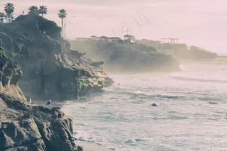 悬崖，岩石，水，海，海洋，海岸，海岸线