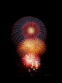 烟花，日本夏季，夜晚，夏天，夜空