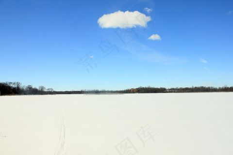 玛丽亚湖，冻结，冰，雪，景观，冬季，天空