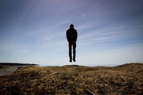 男子，跳跃，剪影，天空，自由，喜悦，跳跃