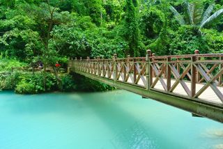 蓝色，水机，江，桥牌，穿越，人行道，路径