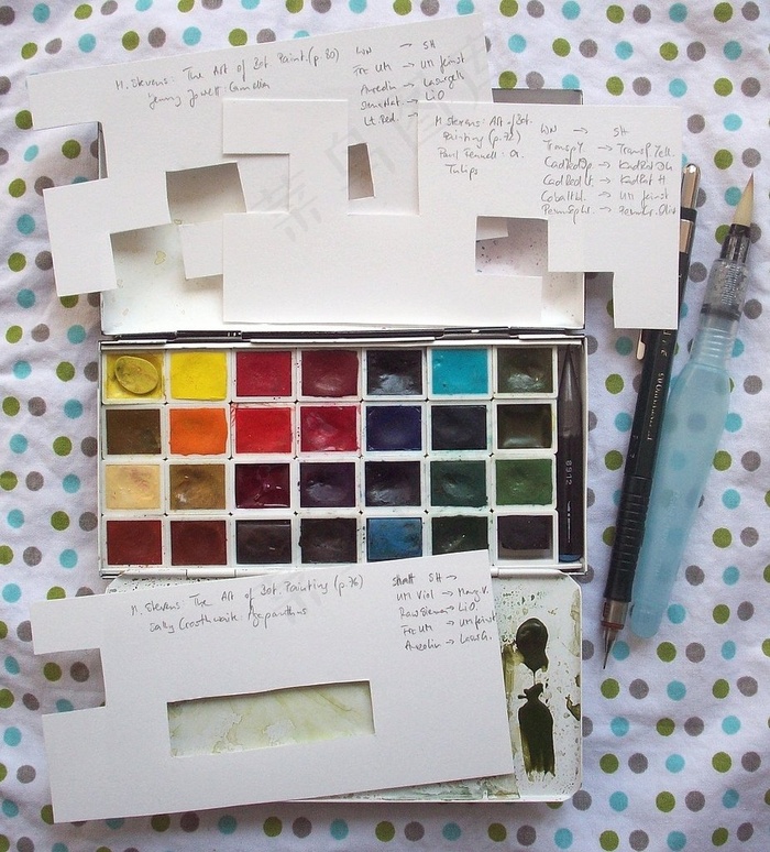 隔热砖,水彩颜料,玻璃马赛克,彩色方块,选色卡,Limitierte Palette mit Maske