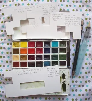 隔热砖,水彩颜料,玻璃马赛克,彩色方块,选色卡,Limitierte Palette mit Maske