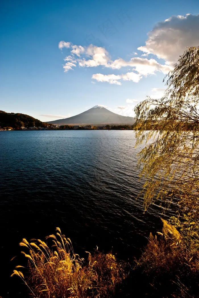 山，富士，湖，川口，秋季，蓝天