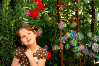 女孩，儿童，泡沫，肖像，微笑