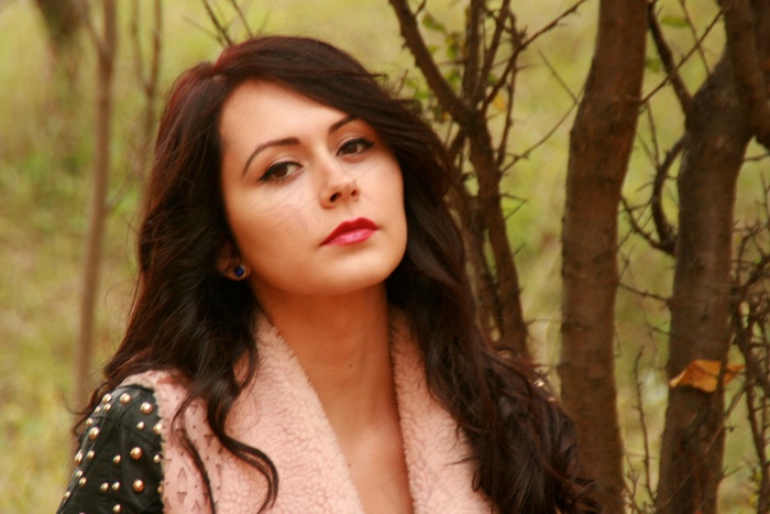 女孩，肖像，森林，秋，叶子，黄色