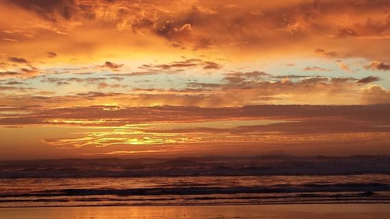 日落，海滩，水，海滩日落，海洋，大海