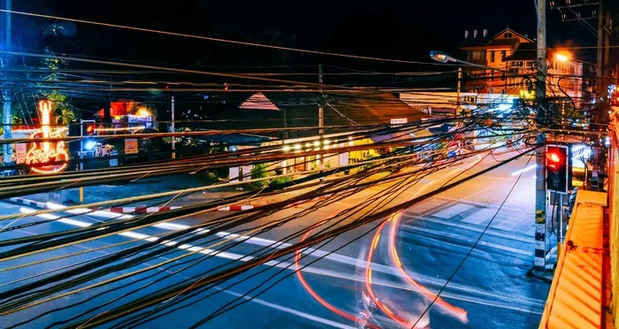 路灯，交界处，夜，霓虹灯，灯，城市