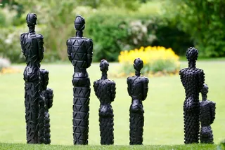 绿色，草甸，布什，雕像，窗体，几何，直立