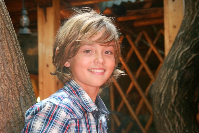 男孩，肖像，金发，微笑，很好