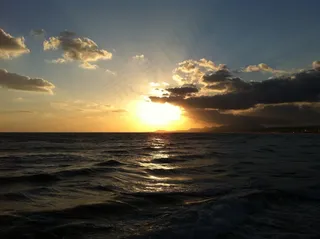 太阳，海，日落，浪漫，太阳和海