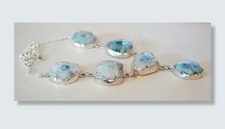 太阳能石英晶振，石材，项链，蓝色，宝石