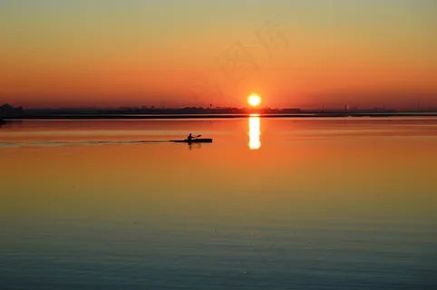 日落,独木舟,一天结束,再见 日落,独木舟,一天结束,再见