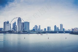 城市景观，天际线，海滨，摩天轮，城市