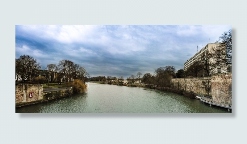 河，富尔达，房屋，云团，天空，架构，城市