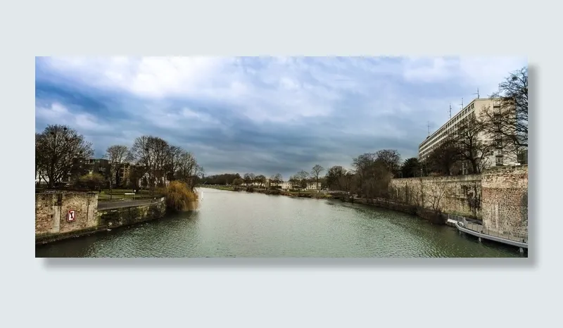 河，富尔达，房屋，云团，天空，架构，城市