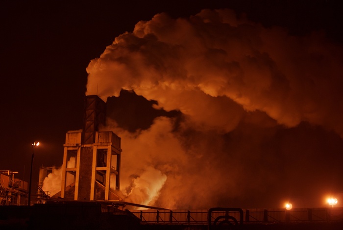 工厂，工业，烟，工业，植物，生产