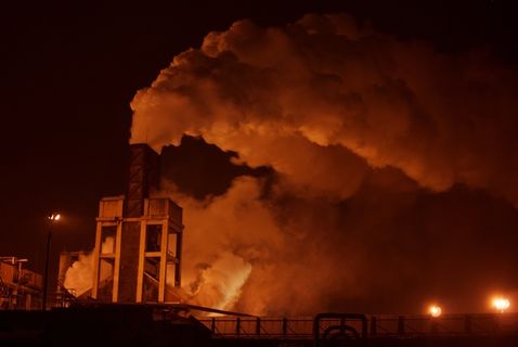 工厂，工业，烟，工业，植物，生产